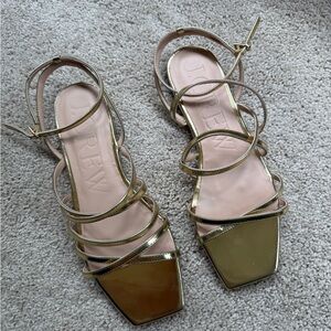 J. Crew Gold Minimalist Sandals - Brand New
